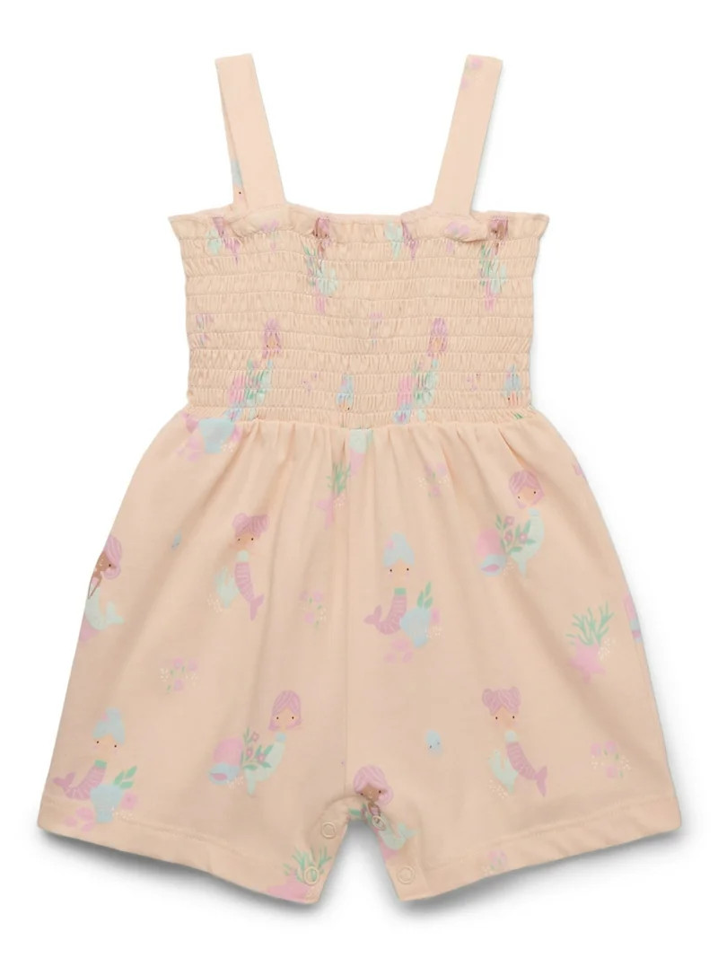 Garanimals Baby Girls Print Smocked Romper, Sizes 0M-24M | Walmart (US)