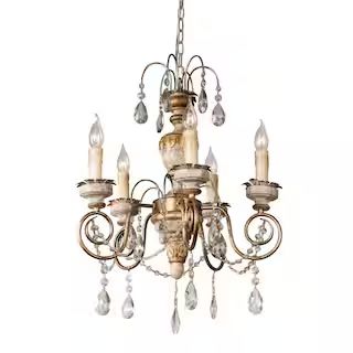 Flint Garden 5-Light Rustic Gold Candle Style Traditional Chandelier Pendant Light with Crystal A... | The Home Depot