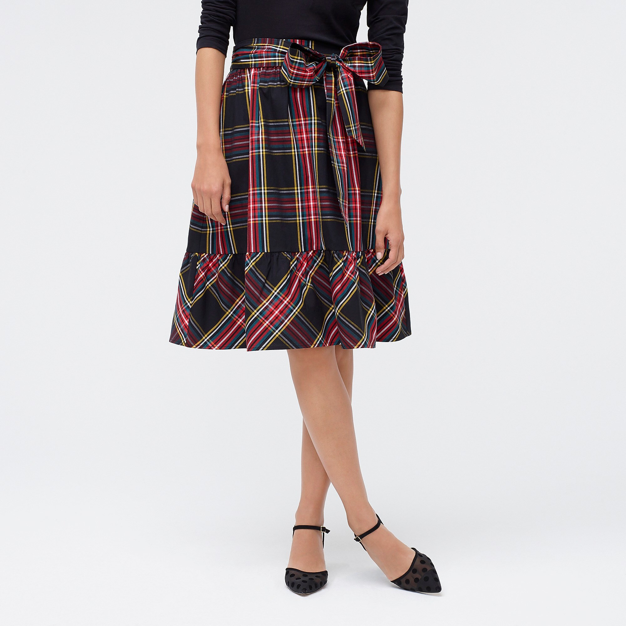 Big-bow midi skirt in plaid | J.Crew Factory
