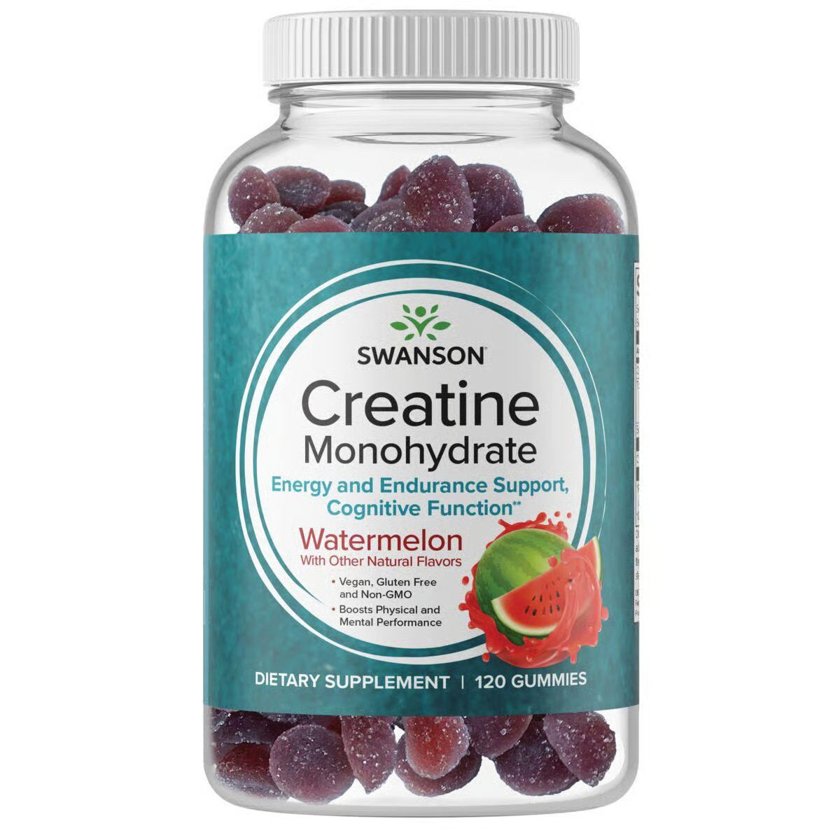 Swanson Vitamins Creatine Monohydrate Gummies - Watermelon Supplement Vitamin | 5 G | 120 Gummies | Swanson