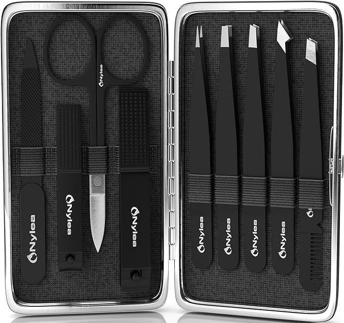 Nylea Professional Tweezers Set and Nail Clippers for Men and Women [Perfect Alignment/Grip] Best... | Amazon (US)