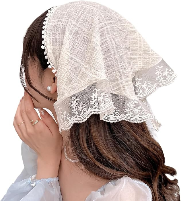Huachi White Bandanas Head Scarf Headband for Women\u2019s Hair - Lace Hair Scarf Bandana Headban... | Amazon (US)