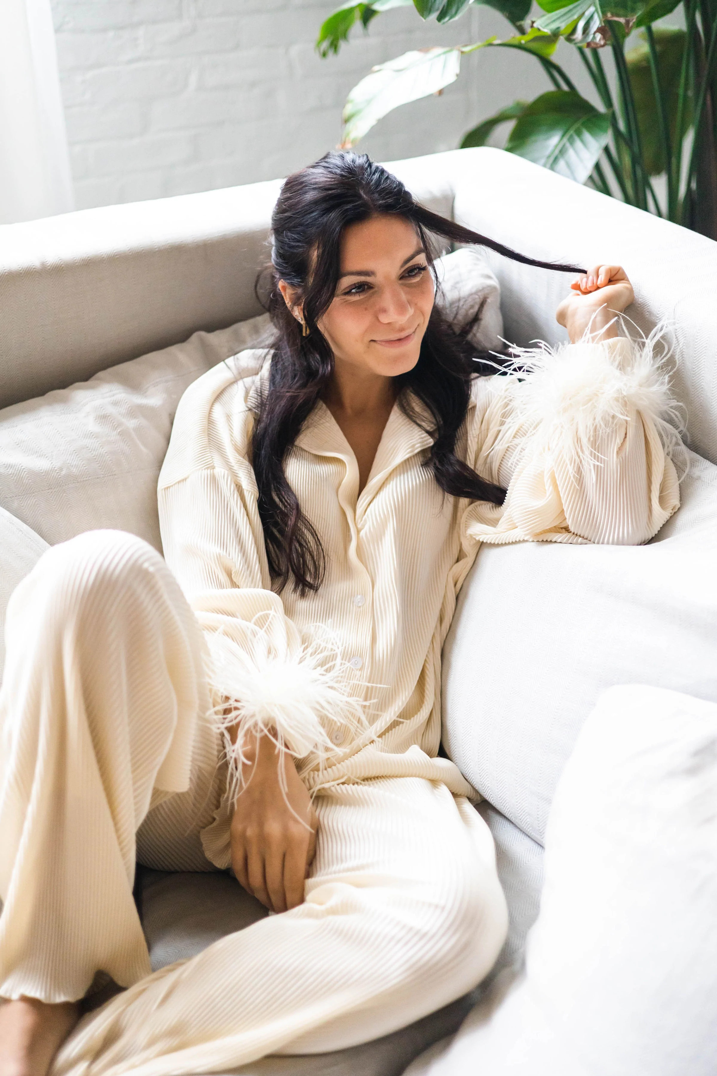 Feather Pleats Please Set in Ivory | waverles