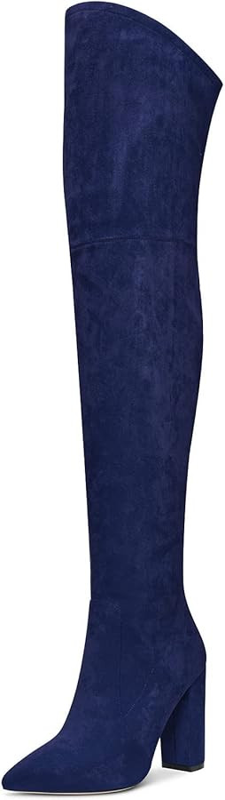 Aachcol Women Over Above The Knee Boots Chunky Block High Heel Pointed Toe Zipper 4 Inch | Amazon (US)