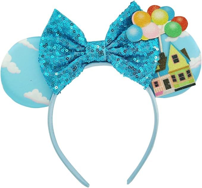 WW-WONDERFULWORLD Mouse Ears Headbands With Shiny Blue Bows, for Girls Costume Cosplay Glitter Pa... | Amazon (US)