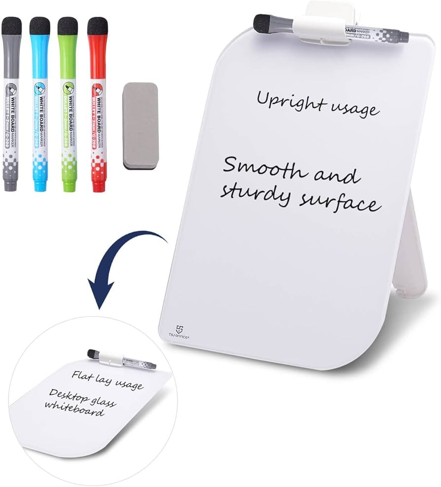 Amazon.com : TSJ OFFICE Small Desktop Whiteboard - 12 X 8 Inches Glass Dry Erase Board with Stand... | Amazon (US)