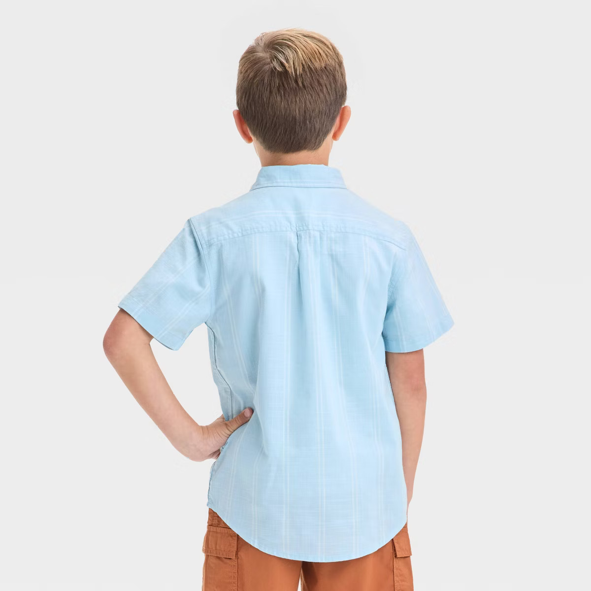 Boys' Short Sleeve Poplin Striped Button-Down Shirt - Cat & Jack™ | Target