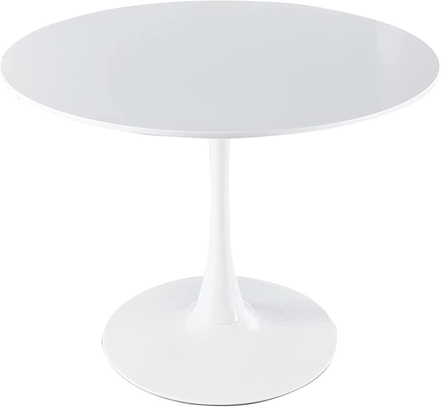42" Round Dining Table White Tulip Table Mid-Century Dining Table with Round MDF Table Top, Pedes... | Amazon (US)