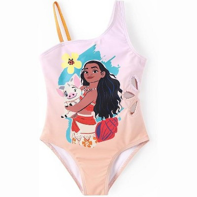 Disney Princess Kids Cut Out Asymmetric One Piece Swimsuits Moana Orange 3T-4T | Target