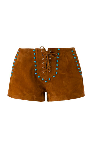 Lea Lace-Up Embellished Suede Shorts | Moda Operandi (Global)