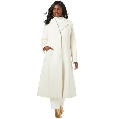 Jessica London Full Length Wool Blend Coat - 26, Ivory | Target