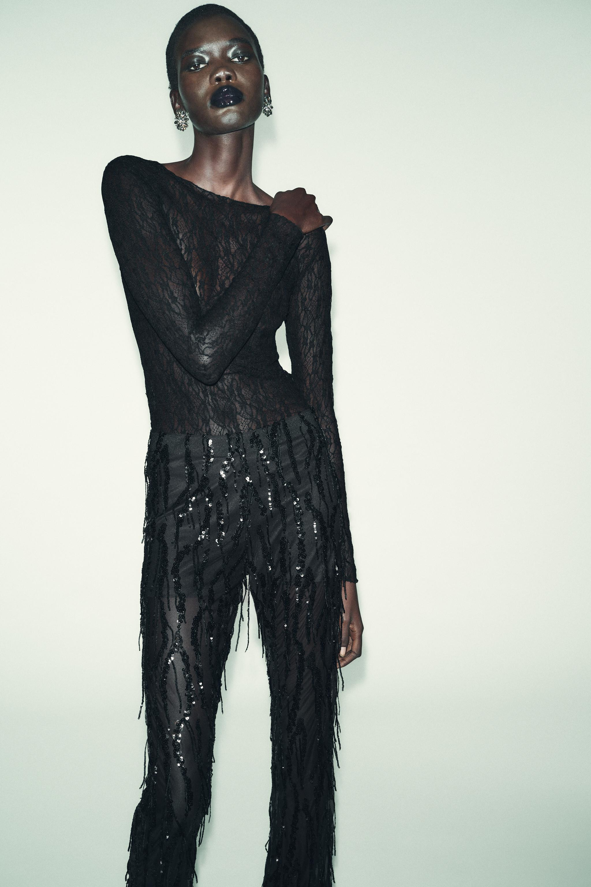 LONG SLEEVE LACE TOP | Zara IT