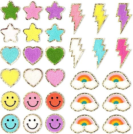 Whaline 30 Pieces Iron On Patches Colorful Sew Iron on Patch Cute Chenille Embroidered Patches Ap... | Amazon (US)