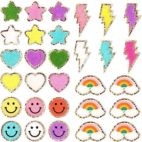 Whaline 30 Pieces Iron On Patches Colorful Sew Iron on Patch Cute Chenille Embroidered Patches Ap... | Amazon (US)