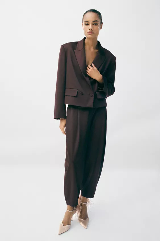 SATIN DOUBLE BREASTED BLAZER | Zara US