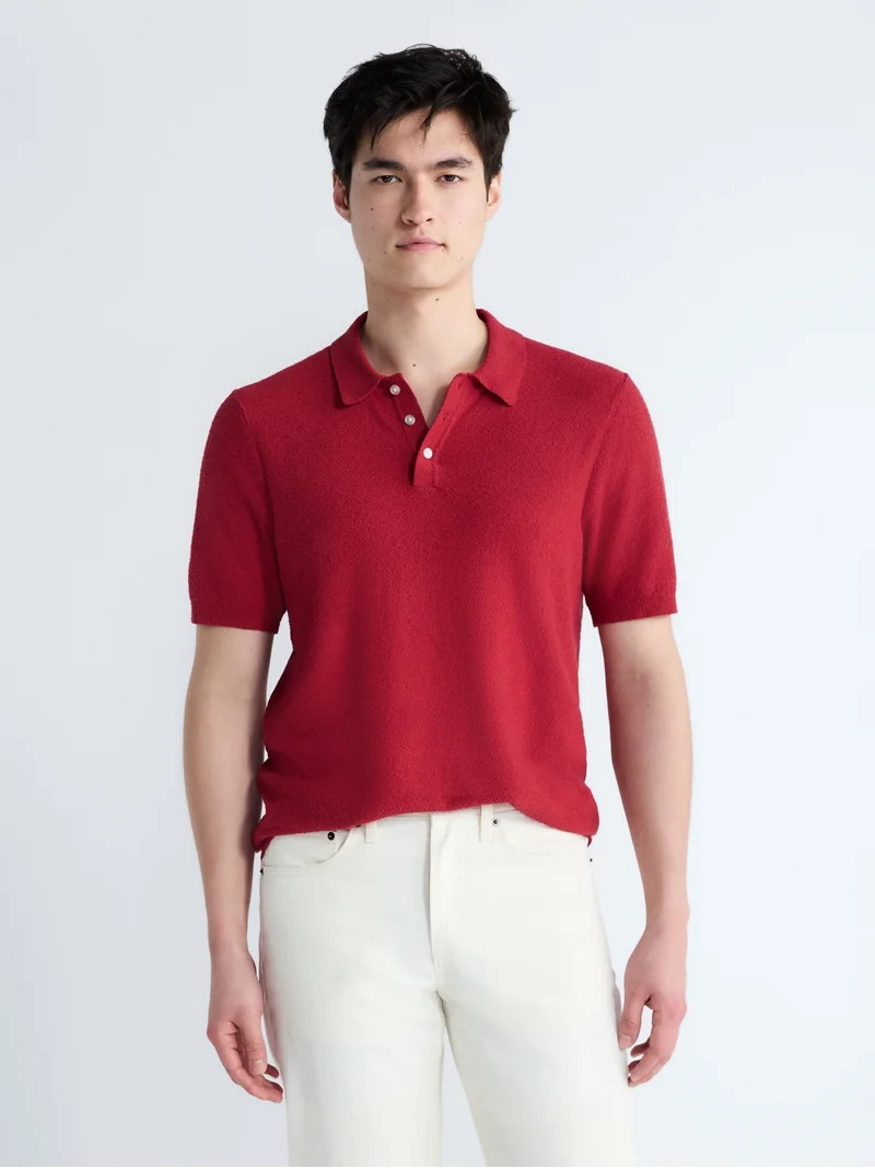 Free Assembly Men's Boucle Polo Sweater with Short Sleeves, Sizes XS-3XL | Walmart (US)