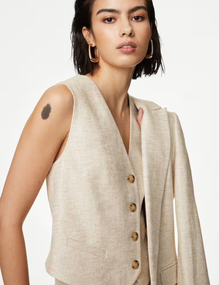 Linen Blend Tailored Waistcoat | Marks & Spencer (UK)