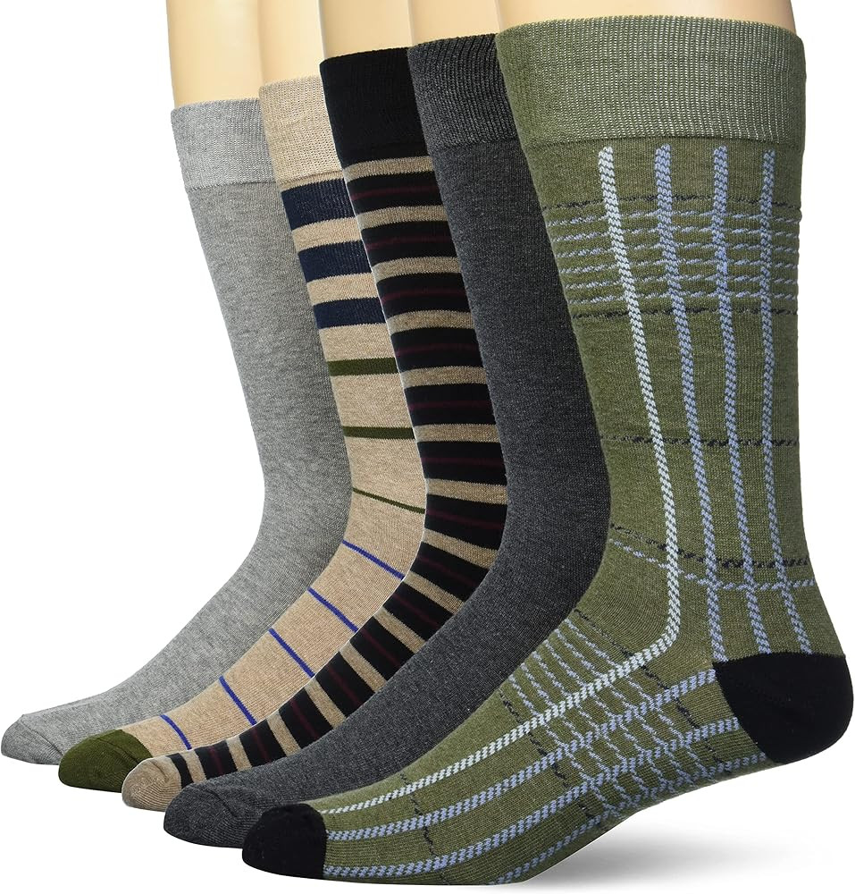 Amazon Essentials Men's Comfortable Patterned Dress Socks, 5 Pairs | Amazon (US)