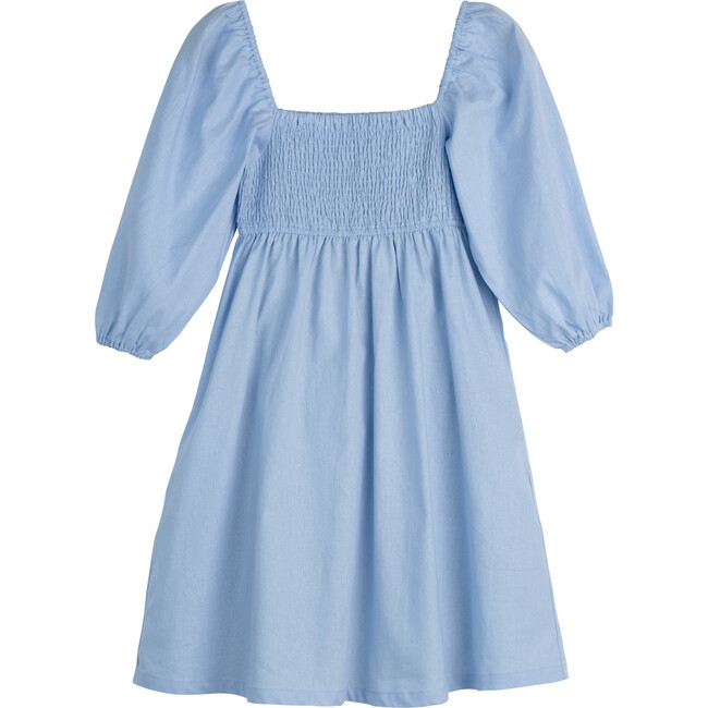 Women's Celine Smocked Dress, Dusty Blue | Maisonette