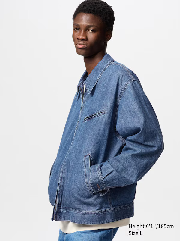 Zip-Up Blouson Jacket | Denim | UNIQLO (US)