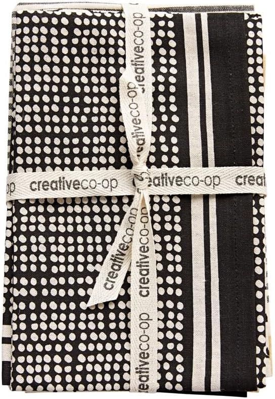 Creative Co-Op DA8186-1 Set of 3 White & Black Cotton Tea Towels with Sheep, 1 EA | Amazon (US)