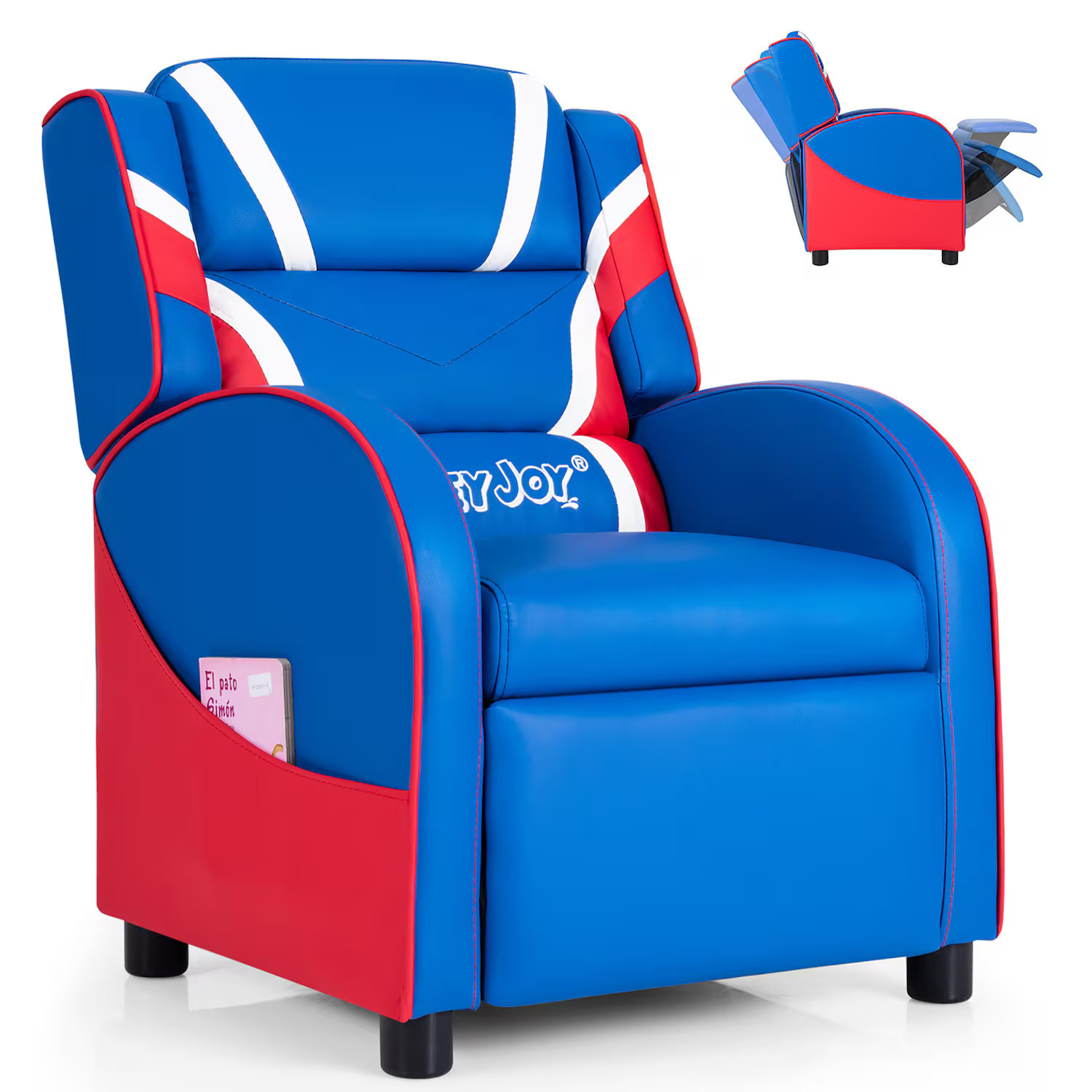 Costway - Kids Recliner Chair Gaming Sofa PU Leather Armchair w/Side Pockets Blue - Blue | Best Buy U.S.