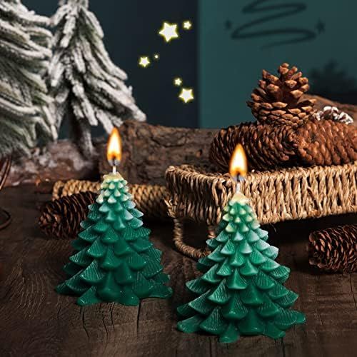 2 Pcs Christmas Tree Shaped Candles- Decorative Candles in 6h Burning Times Natural Paraffin Wax ... | Amazon (US)