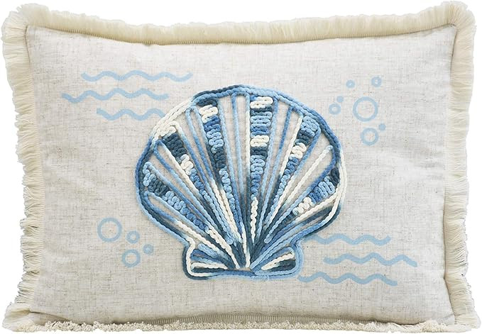 Comfy Hour 18"x13" Blue and White Scallop Shell Accent Pillow, Antique Vintage Figurine Style Hom... | Amazon (US)