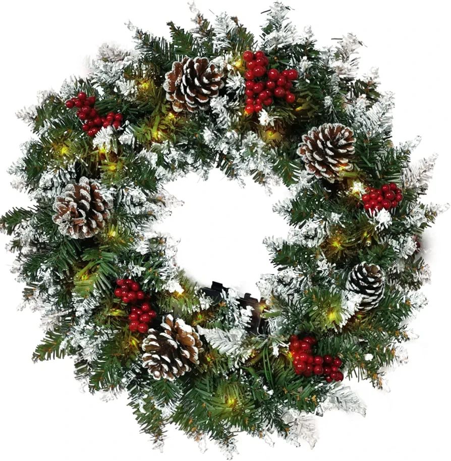 Christmas Wreath for Front Door, Pre-lit Christmas Winter Home Adornment Wreath with 50 Lights an... | Amazon (US)