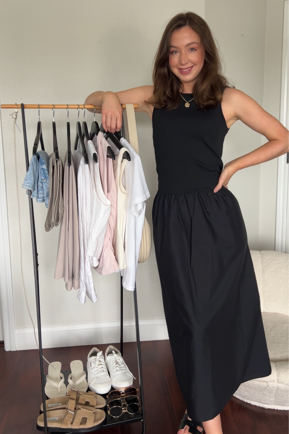 linking my black drop waist dress & the capsule wardrobe I’m standing next to is saved in my ‘summer capsule’ collection here on the LTK app! 