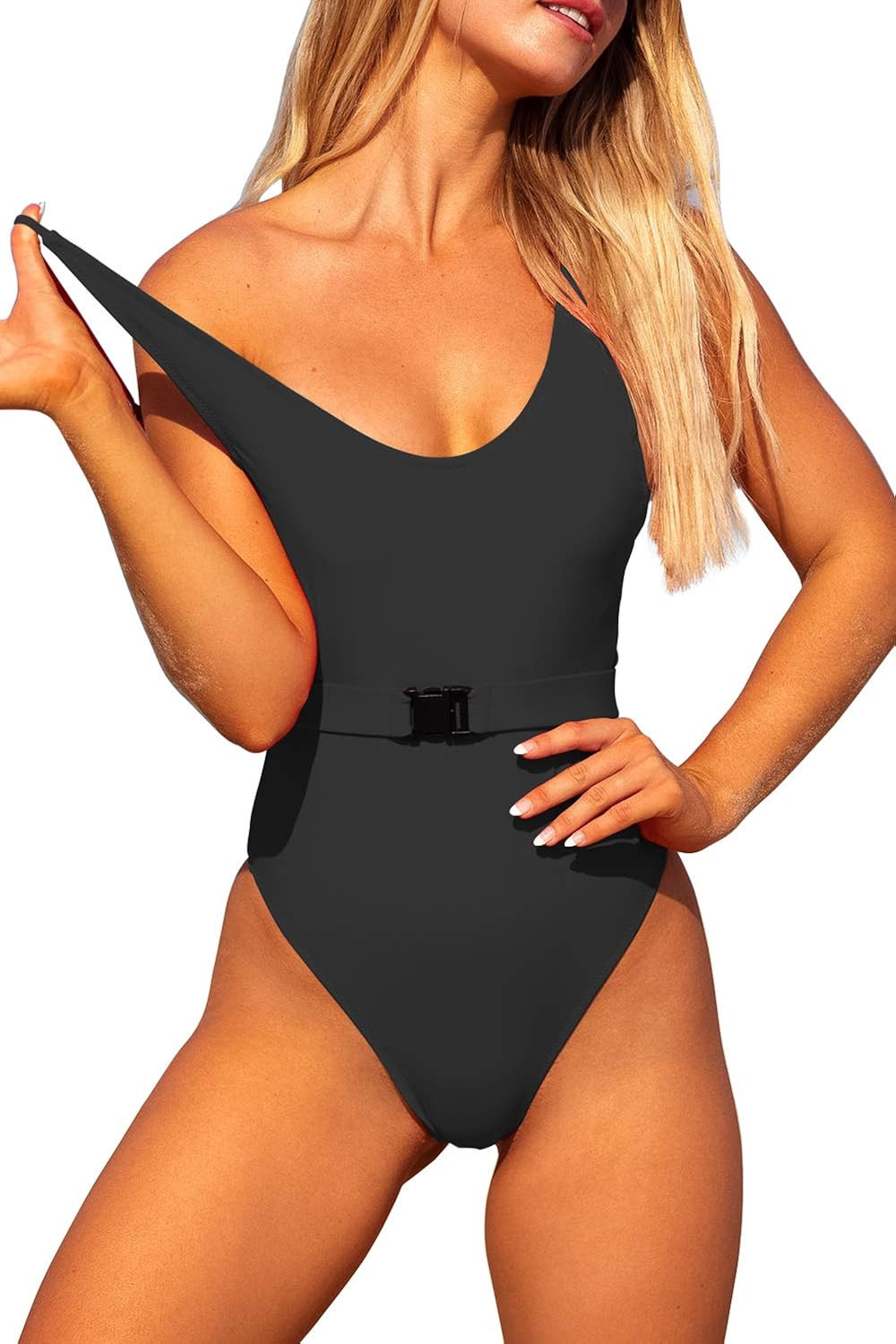 Tansuitme Womens One Piece Swimsuits High Cut Thong Bathing Suits Sexy Tummy Control Swimwear Bac... | Amazon (US)