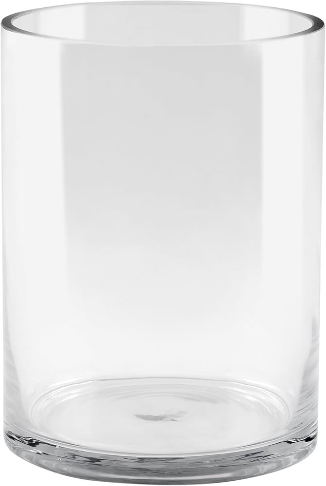 6" Wide 8" High Large Hand Blown Sturdy Clear Cylinder Glass Vase, Centerpiece Flower Vase for Ro... | Amazon (US)