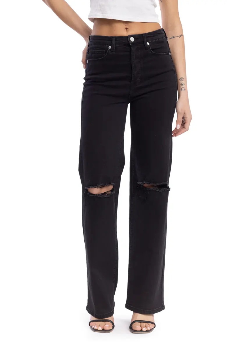 Franklin Distressed High Waist Wide Leg Jeans | Nordstrom