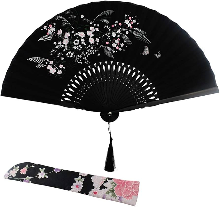 Grassflowers Folding Hand Held Fans - with a Fabric Sleeve for Protection for Birthday Gifts - Womens Folding Hand Fan Chinese/Japanese Vintage Style Handheld Folding Fan Home Decorations | Amazon (US)