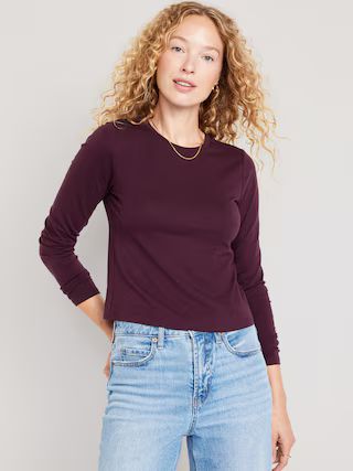 Fitted Long-Sleeve Cropped T-Shirt for Women | Old Navy (US)