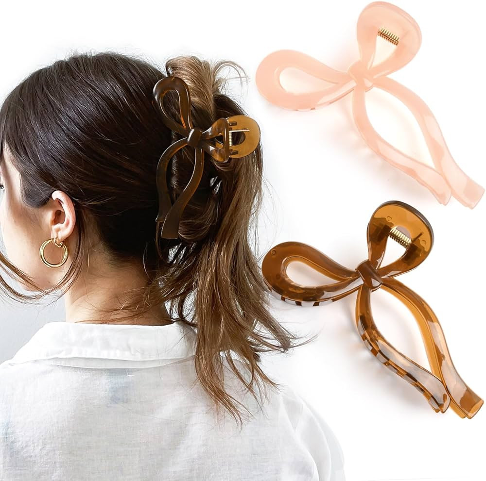YANIBEST Elegant Bow Hair Claw Clips Stylish Large Hair Clips for Thin and Thick Hair | Holiday G... | Amazon (US)