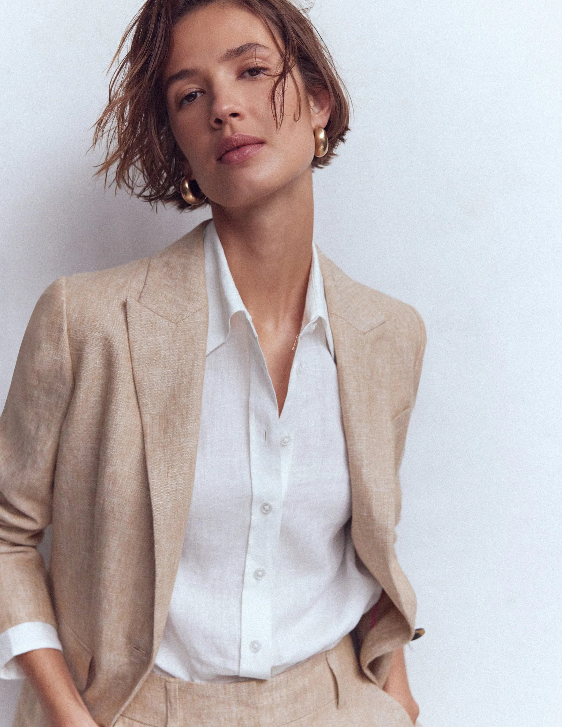 Woodbridge Linen Blazer-Amphora, Chambray | Boden (US)