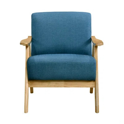 Fabric Upholstered 1Pc Accent Chair Cushion Back And Seat Solid Rubberwood | Wayfair North America
