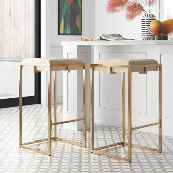 Simmerman Upholstered Counter Stool with Metal Frame | Wayfair North America