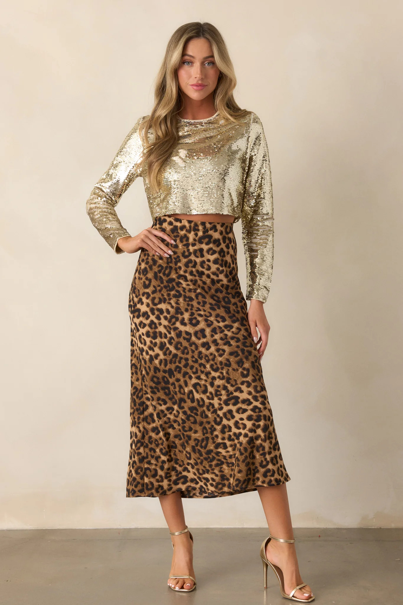 Against The Odds Leopard Print Midi Skirt | Red Dress