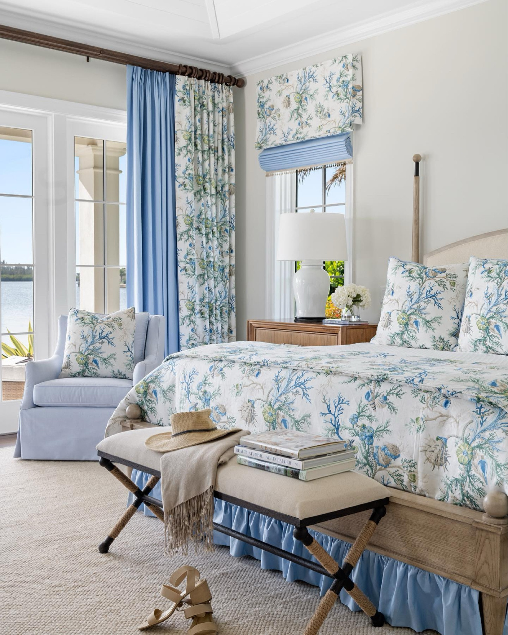 Such a beautiful bedroom with an amazing river view.  Does it get any better than this?  Check our website to see more of this Riomar home.  I worked with the homeowners from concept to completion to create their dream home.  #JillShevlinDesign Where Your Story of Home Begins #VeroBeachNewHome #VeroBeachInteriorDesign #32963 #RiomarVero #veroBeachCustomHome 📸@Daisyburnsphotography

#LTKHome