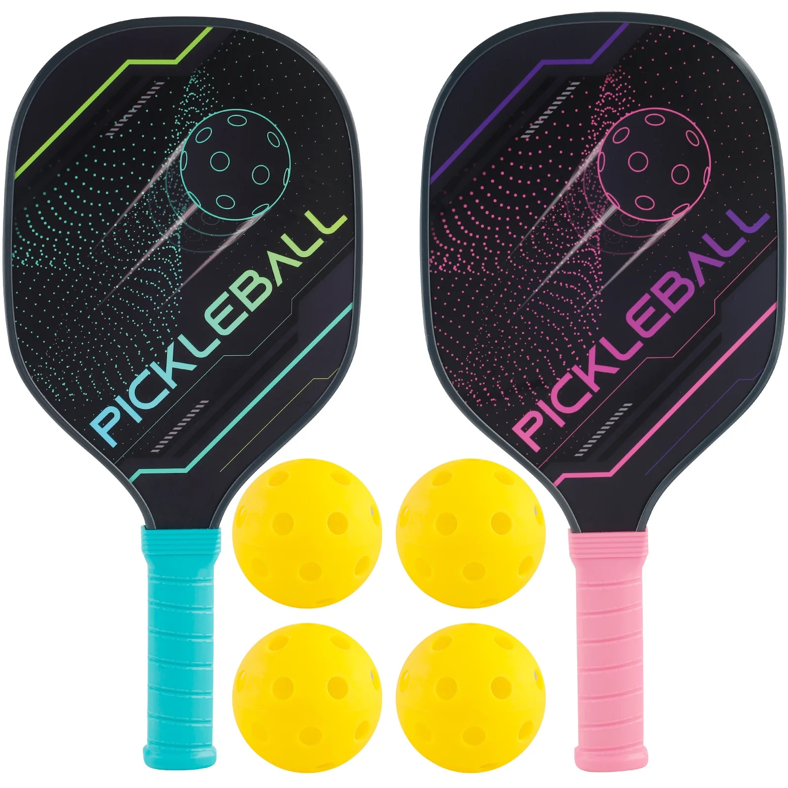 NETNEW Pickleball Paddle Lightweight Pickleball Paddles Set of 2 Pickleball Rackets Set with 4 Ba... | Walmart (US)