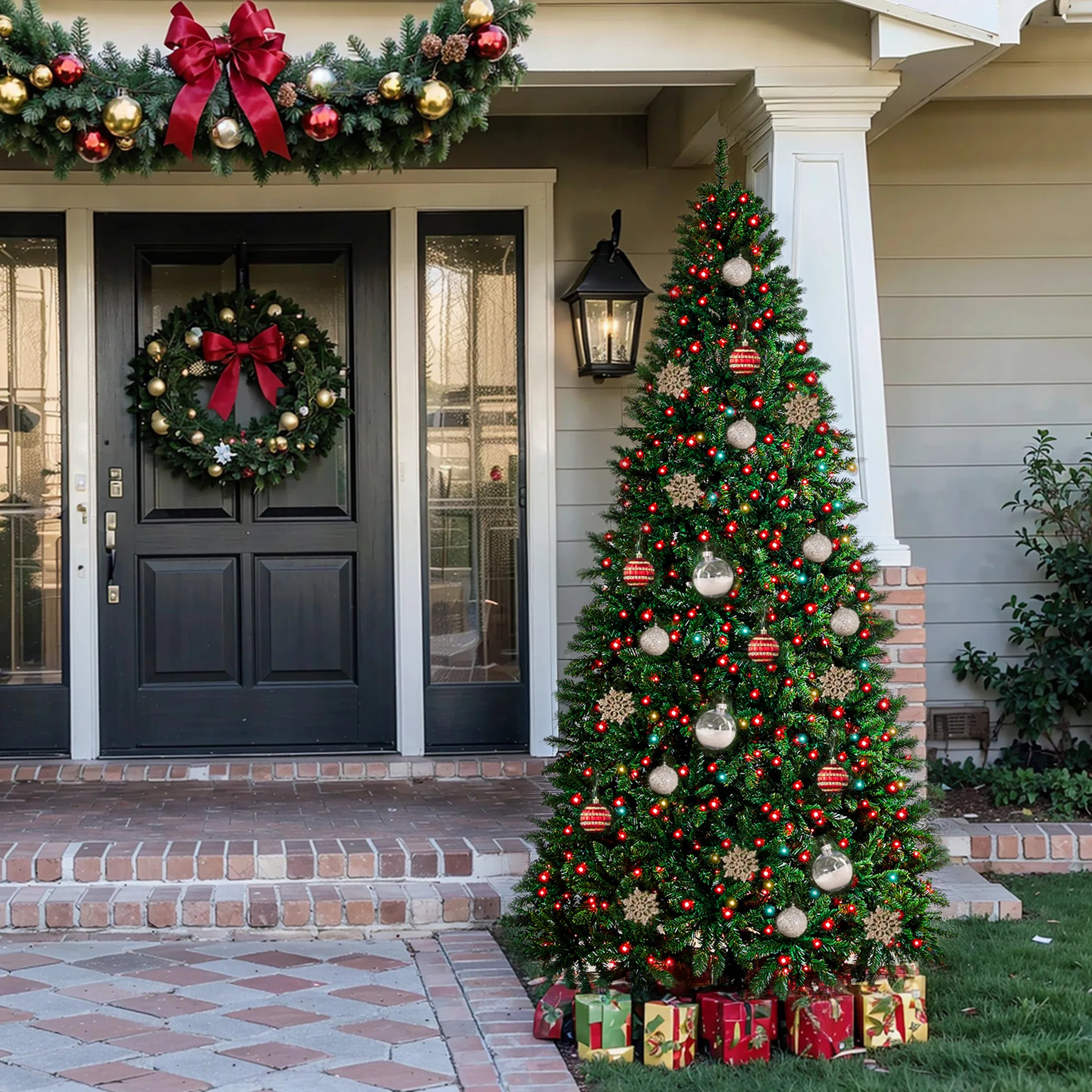 Lighted Christmas Tree, Prelit Christmas Tree with LED Lights, Traditional Green Spruce Christmas... | Wayfair North America