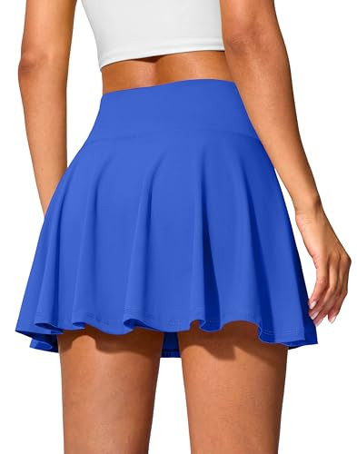 SANTINY 14" Tennis Skirt Golf Skorts with Pockets Tummy Control Shorts Pleated Skirts for Women Athletic Dressy Casual (Royal Blue_M) | Amazon (US)