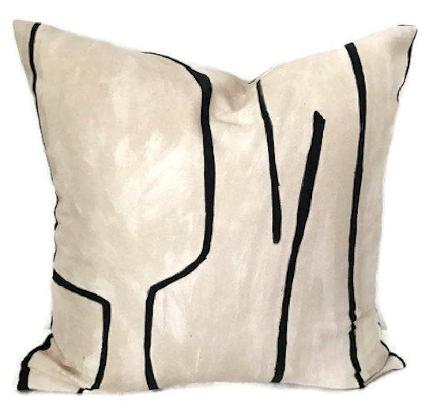 Kelly Wearstler Graffito Pillow Cover in Linen Onyx, Decorative Pillows, Designer Pillows | Amazon (US)
