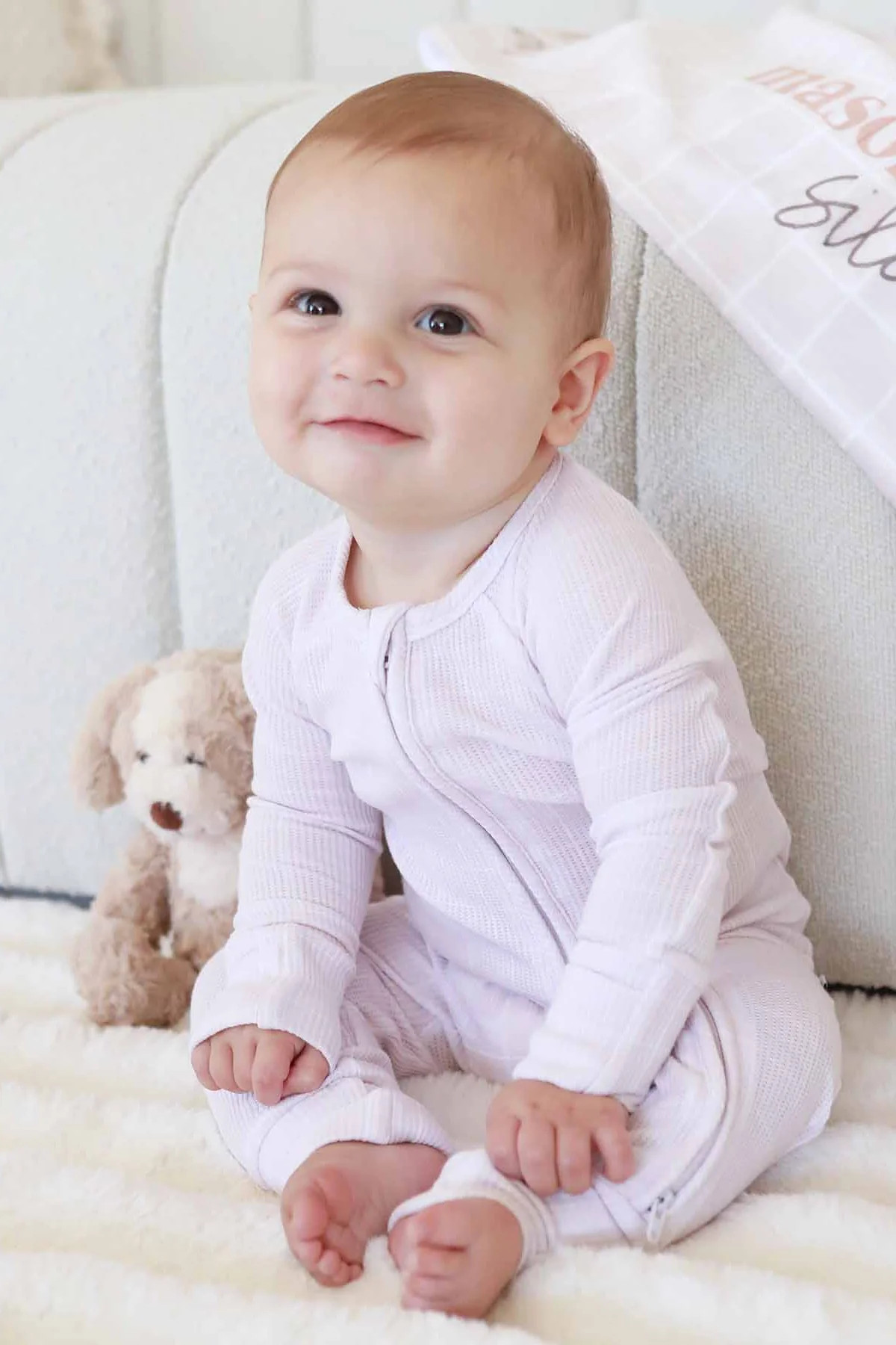 Sloane's Squares Waffle Bamboo Convertible Zip Romper | Caden Lane