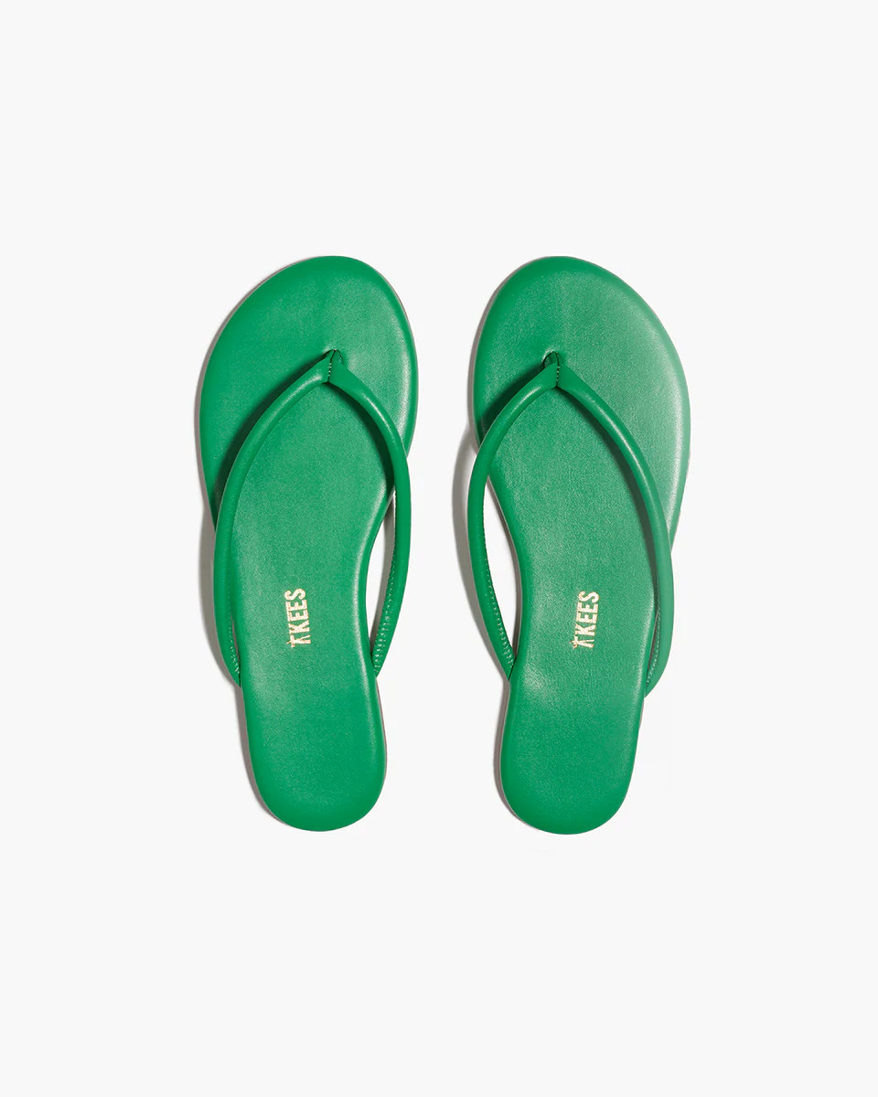 TKEES Tubular Lily Kelly Green Flip Flops | Leather | TKEES