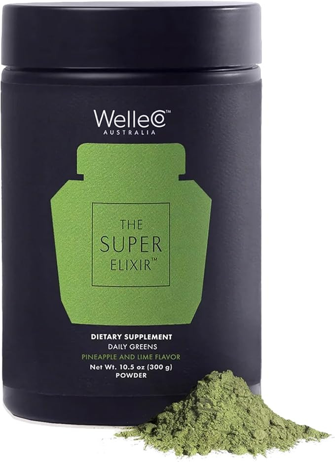WelleCo The Super Elixir Daily Greens Powder, Probiotic Drink Mix with Whole Foods, Gluten Free, ... | Amazon (US)