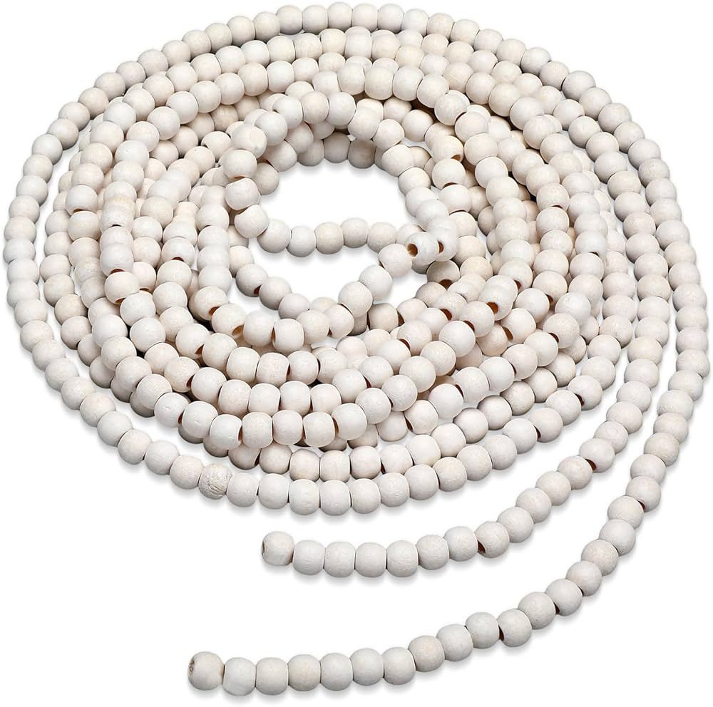 WILLBOND 16 Feet Christmas Wood Bead Garland Wooden Bead Garland for Christmas Tree Holiday Decor... | Amazon (US)