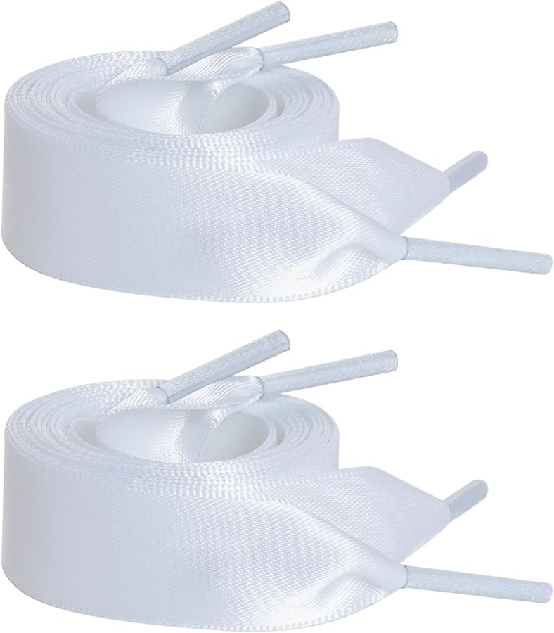 Marrywindix 2 Pairs 47" Flat Satin Ribbon Shoelaces Silk Shoestring Wide Shoe Laces for Sneaker S... | Amazon (US)